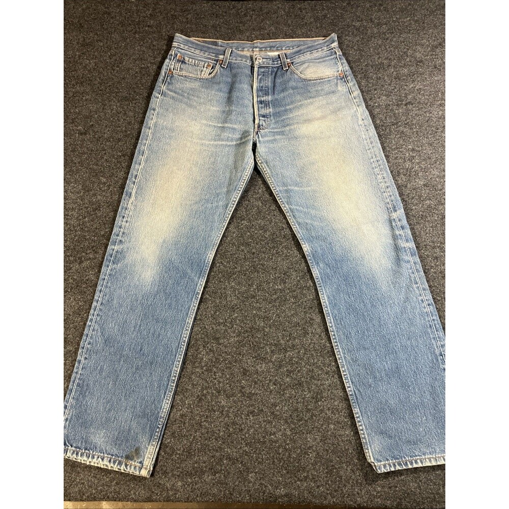 VTG 2001 Levis 501 Original Fit Jeans Mens 34x31 Stonewash Light Wash Button Fly